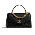 Chanel Women Flap Bag with Top Handle in Lambskin-Black