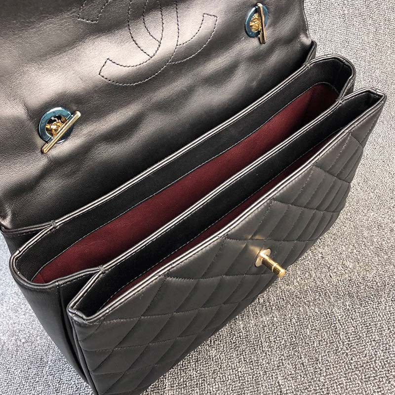 Chanel Women Kelly Flap Bag in Goatskin Leather-Black