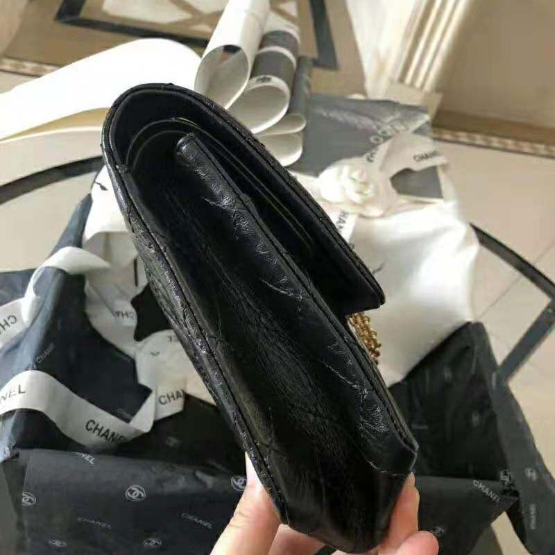 Chanel Women Large 2.55 Handbag in Aged Calfskin Leather-Black