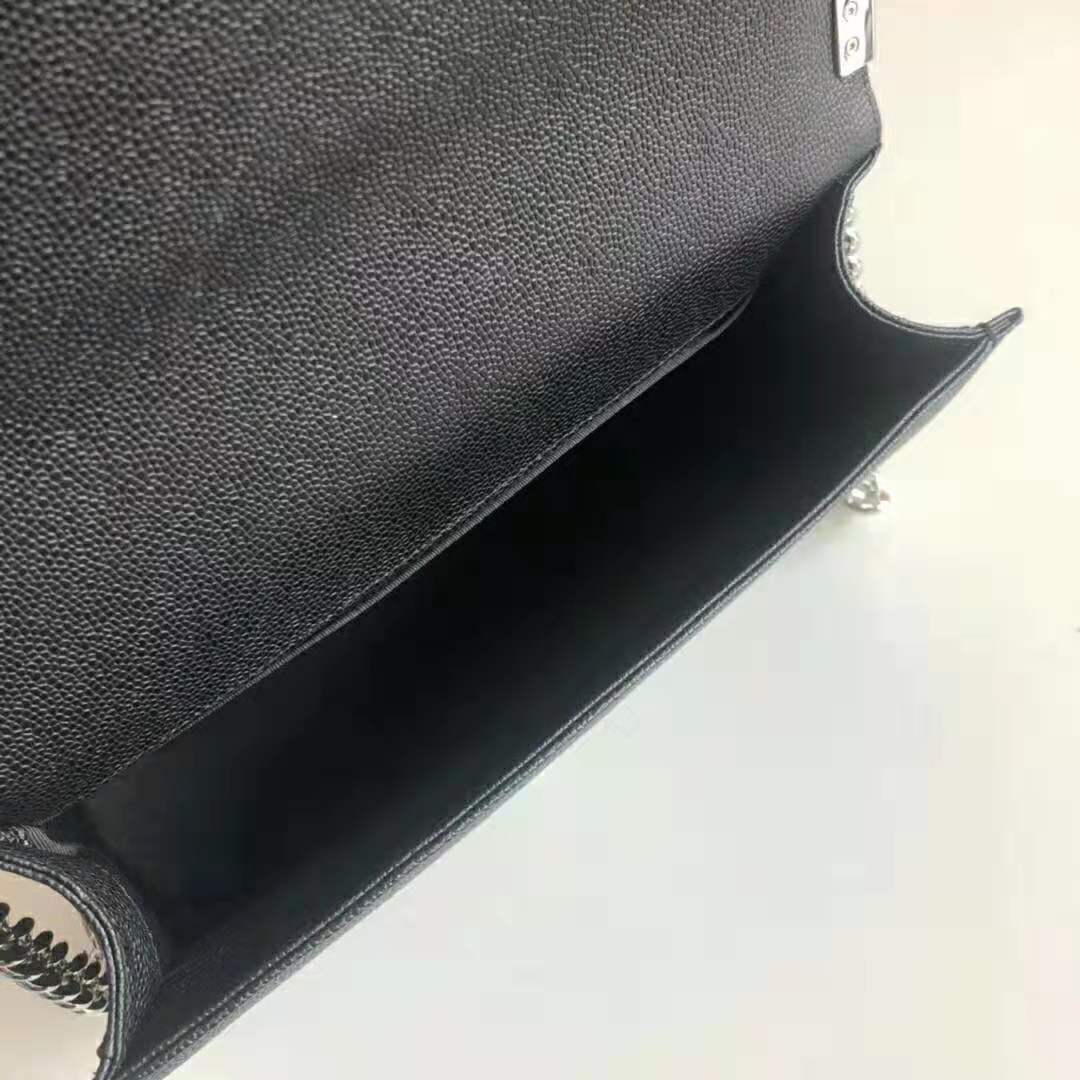 Chanel Women Large Boy Chanel Handbag in Calfskin Leather-Black