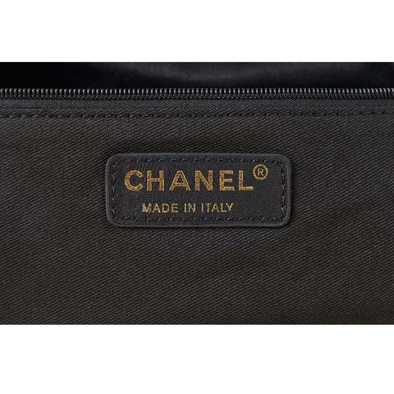 Chanel Women Large Flap Bag Printed Denim Gold-Tone Metal Black Multicolor