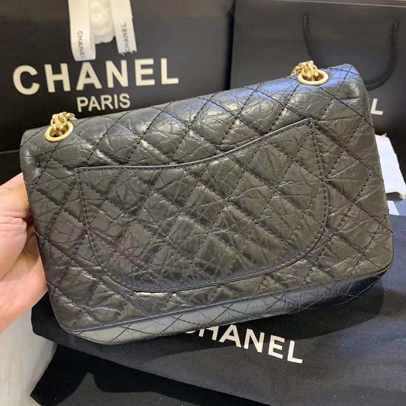 Chanel Women Maxi 2.55 Handbag in Aged Calfskin Leather-Black