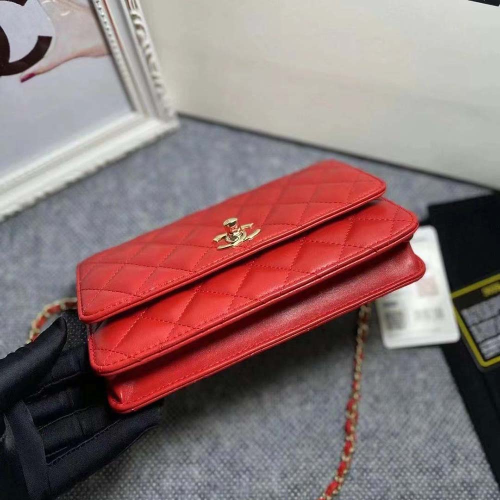 Chanel Women Mini Flap Bag Calfskin & Gold-Tone Metal-Red