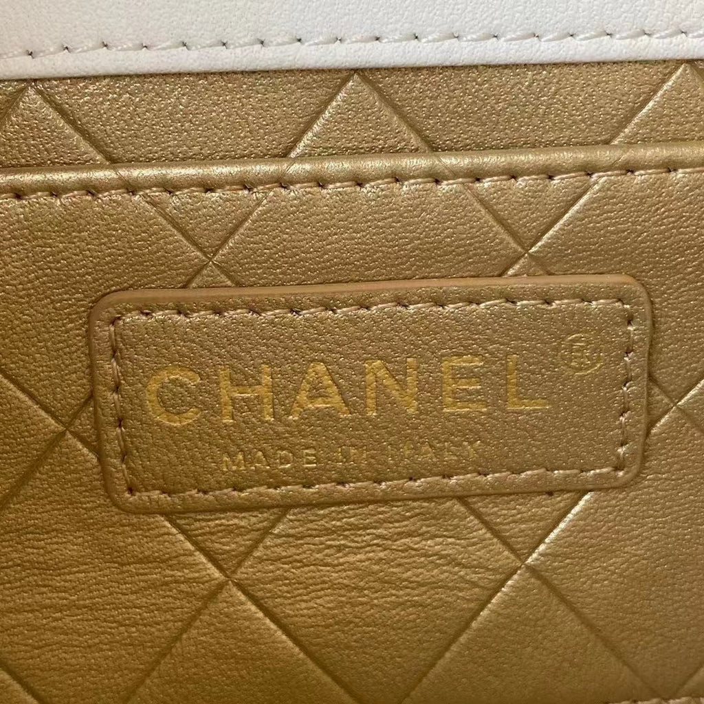 Chanel Women Mini Flap Bag Lambskin Glass Imitation Pearls Strass Gold Silver