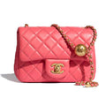 Chanel Women Mini Flap Bag Lambskin & Gold-Tone Metal Coral