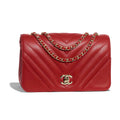 Chanel Women Mini Flap Bag in Calfskin Leather-Red