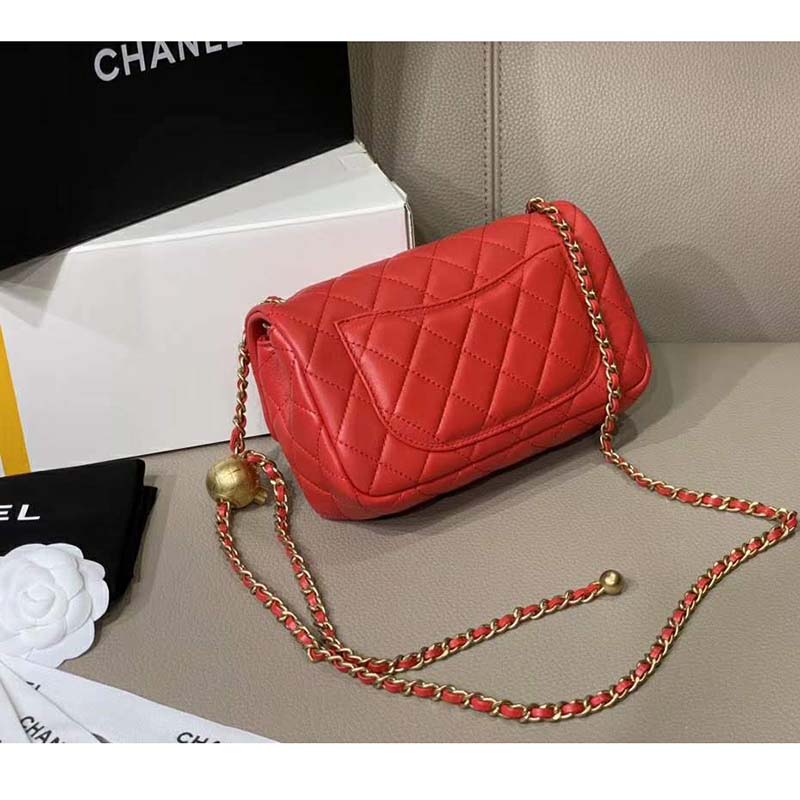 Chanel Women Mini Flap Bag in Lambskin Leather-Black