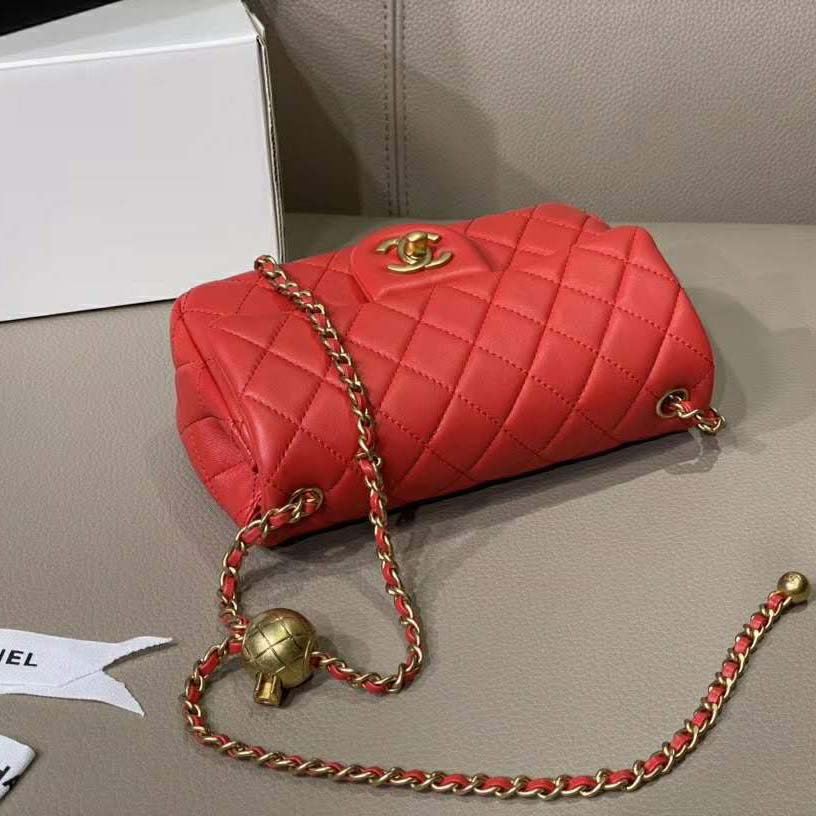 Chanel Women Mini Flap Bag in Lambskin Leather-Black