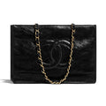 Chanel Women Shopping Bag Shiny Aged Calfskin & Gold-Tone Metal