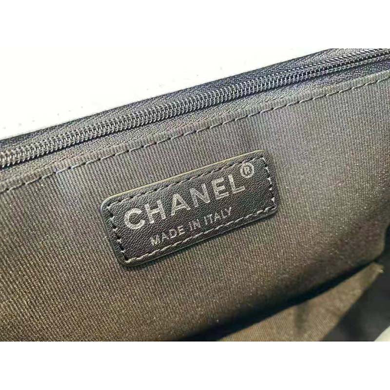 Chanel Women Small Flap Bag Grained Calfskin Lacquered Metal White Black