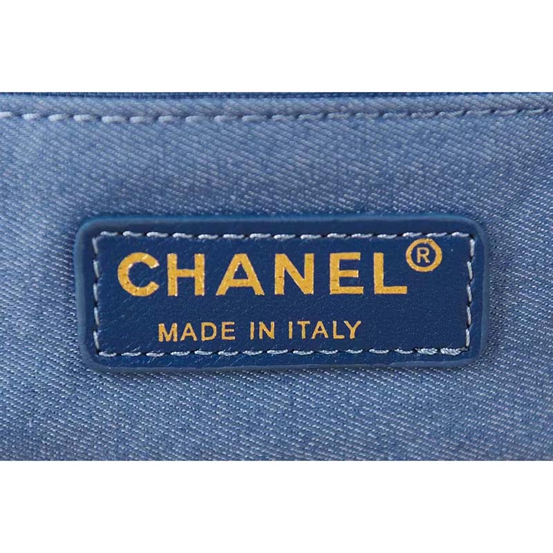 Chanel Women Small Flap Bag Printed Denim Gold-Tone Metal Blue Multicolor