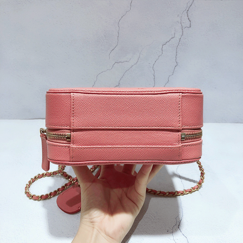 Chanel Women Vanity Case in Grained Calfskin Leather-Pink