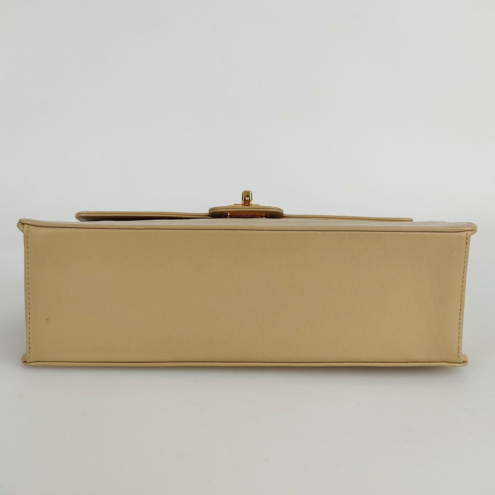 CHANEL Timeless Classica turn lock bag in beige leather