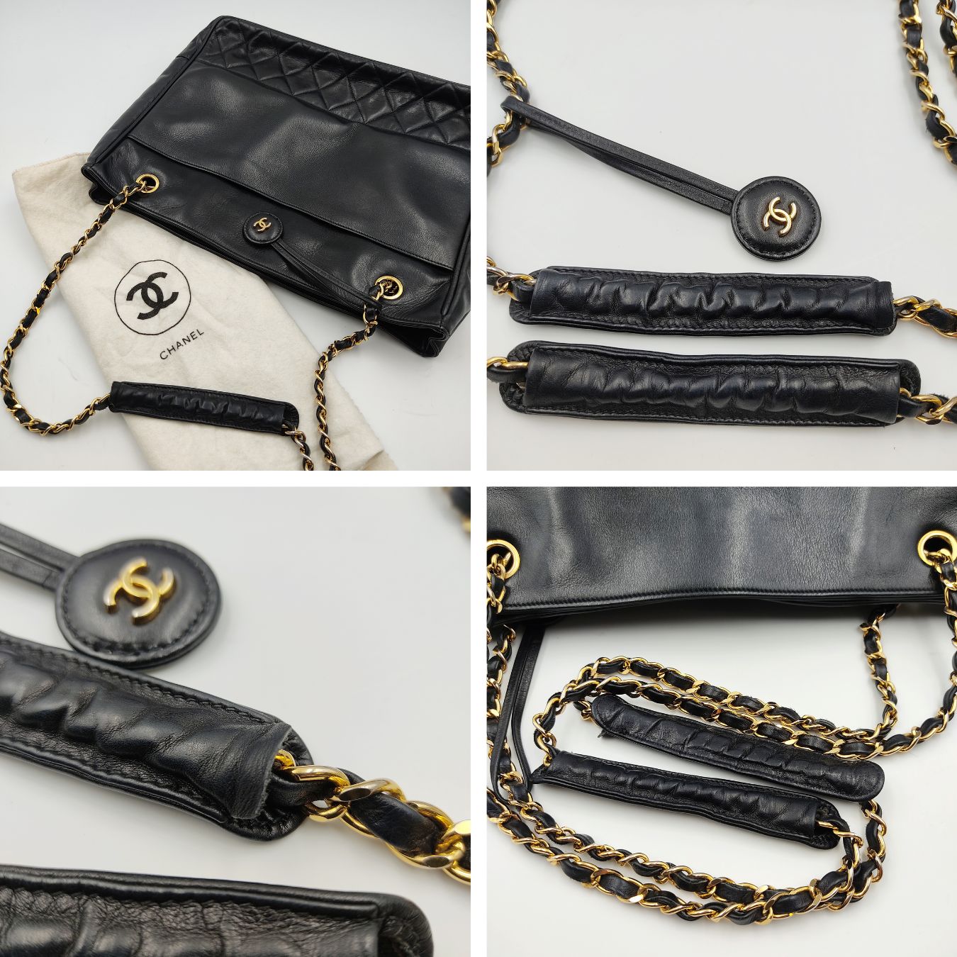 CHANEL Tote shoulder bag in black leather