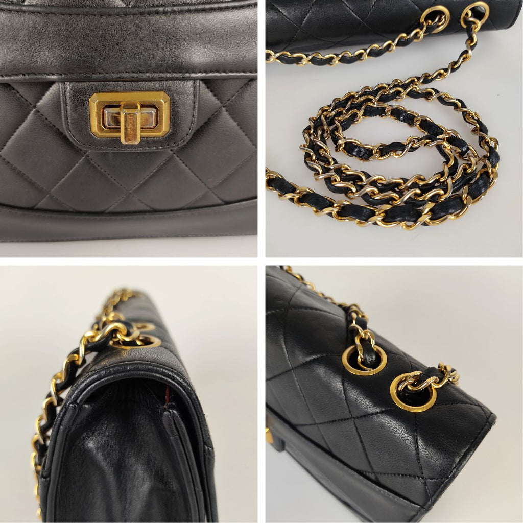 CHANEL shoulder bag Timeless Classica 2.55 matelasse in black leather