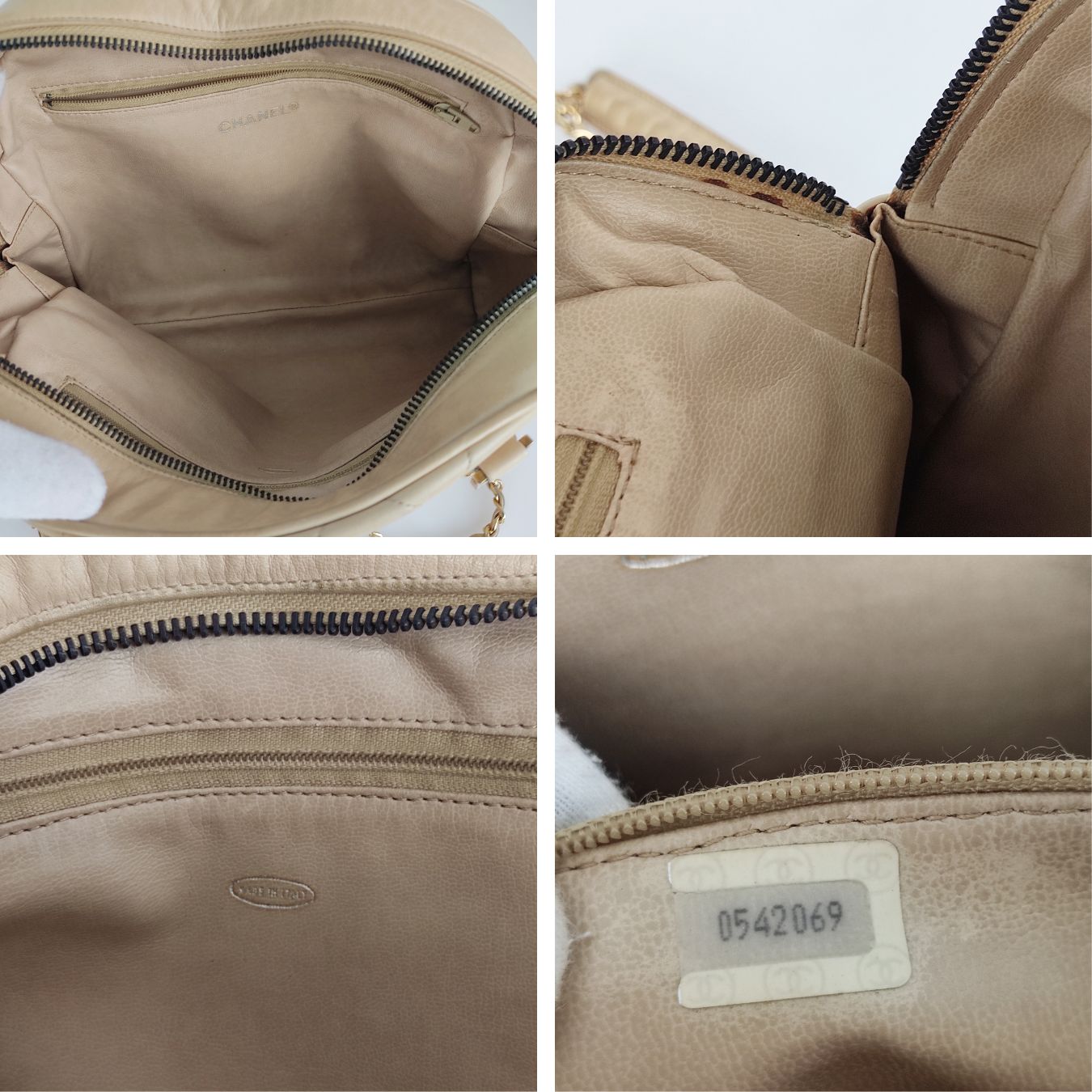 CHANEL shoulder bag in beige matelasse leather from the 80s