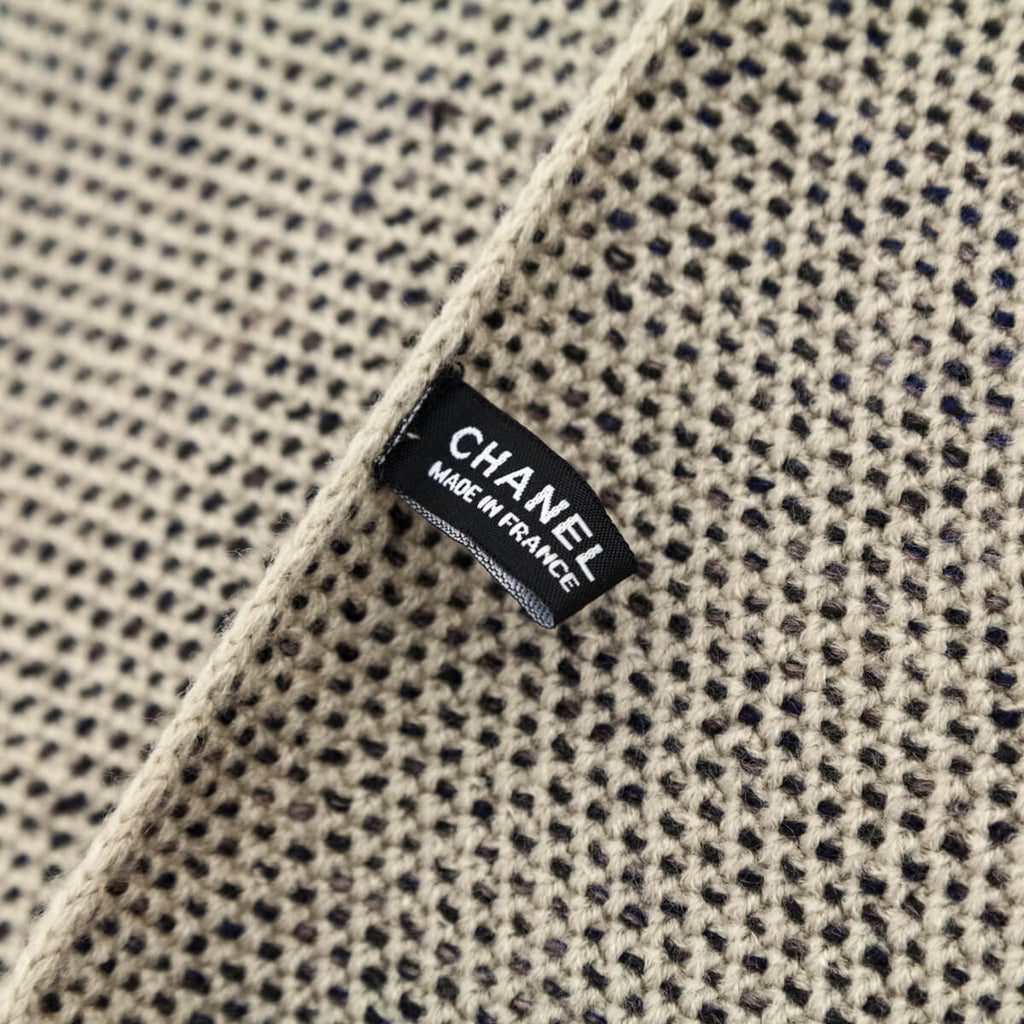 Chanel Beige & Black Cashmere and Silk CC Stole