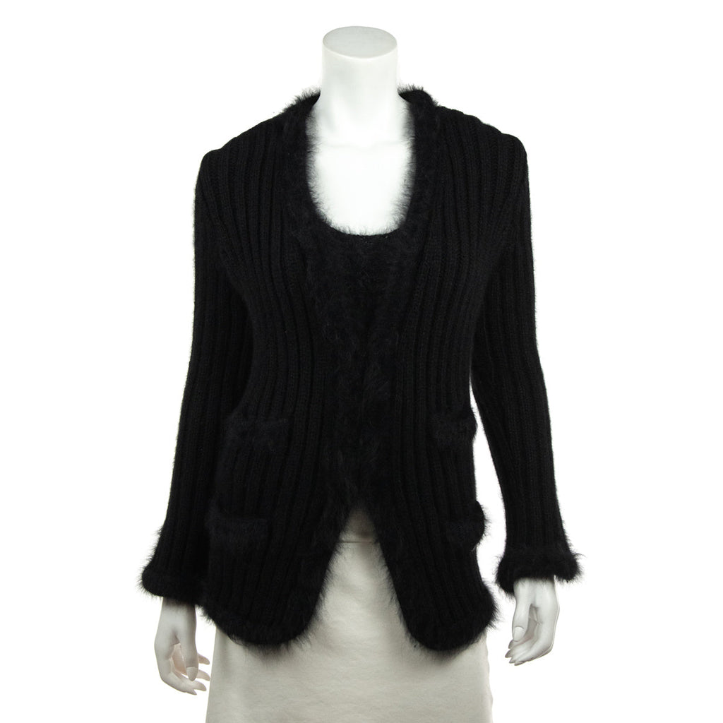 Chanel Black Angora Knit Twin Set Size S | FR 38