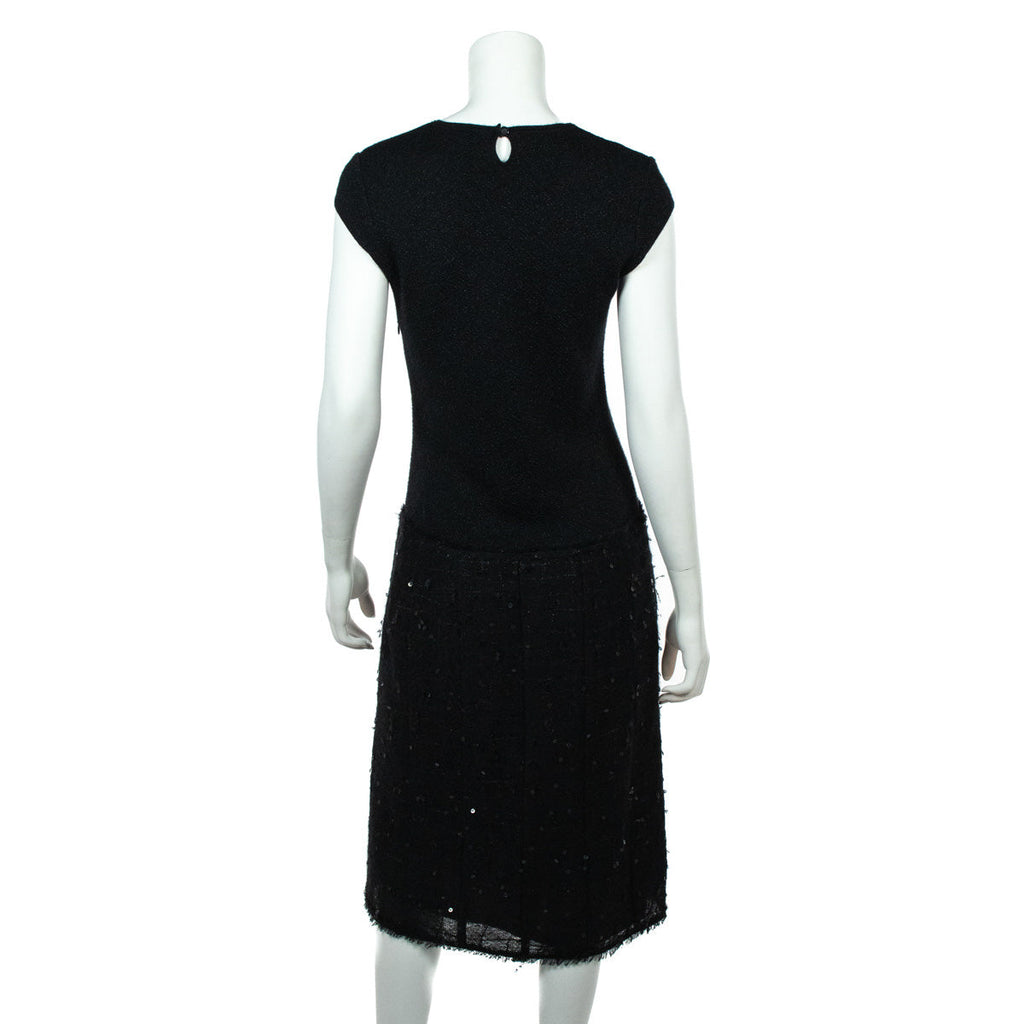 Chanel Black Cashmere Sequin Embellished Dress Size S | FR 38