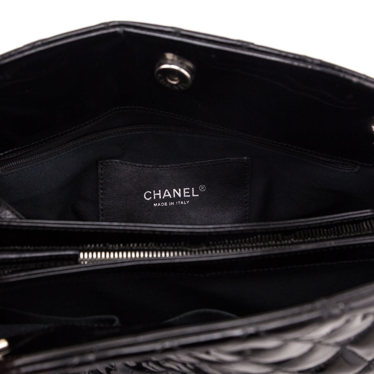 Chanel Black Patent Quilted Large Just Mademoiselle Bowling Bag