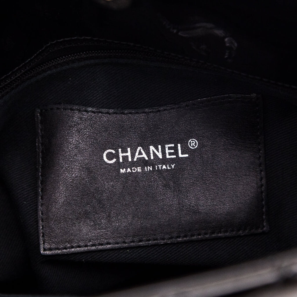 Chanel Black Patent Quilted Large Just Mademoiselle Bowling Bag