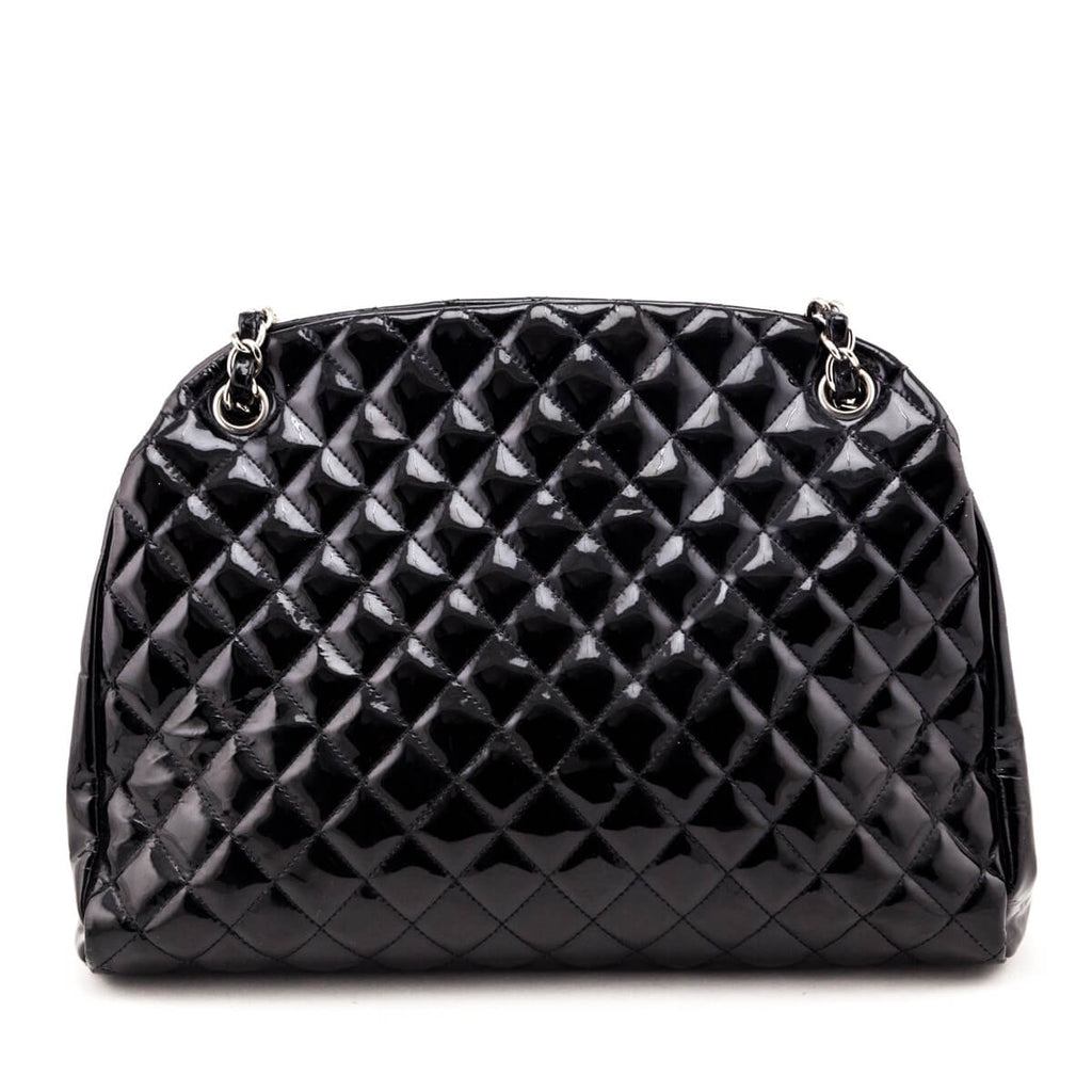 Chanel Black Patent Quilted Large Just Mademoiselle Bowling Bag