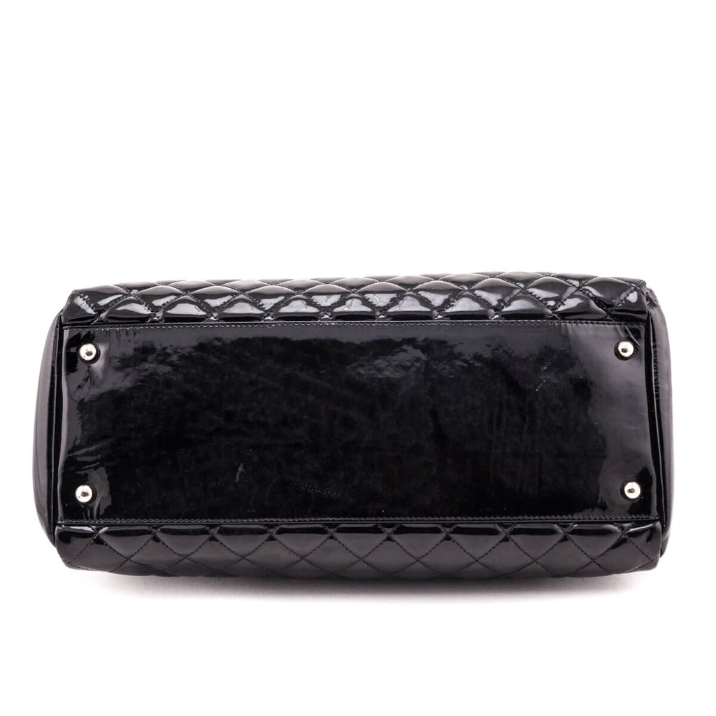 Chanel Black Patent Quilted Large Just Mademoiselle Bowling Bag