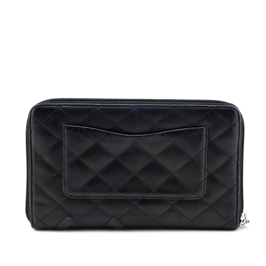 Chanel Black Quilted Calfskin Cambon Zip Around Organizer Wallet