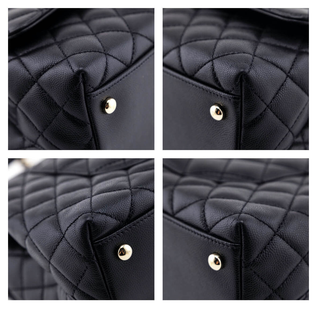 Chanel Black Quilted Caviar Small Coco Handle Flap Bag