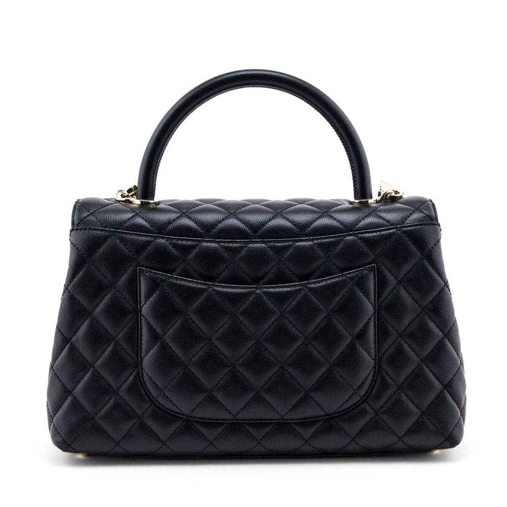 Chanel Black Quilted Caviar Small Coco Handle Flap Bag