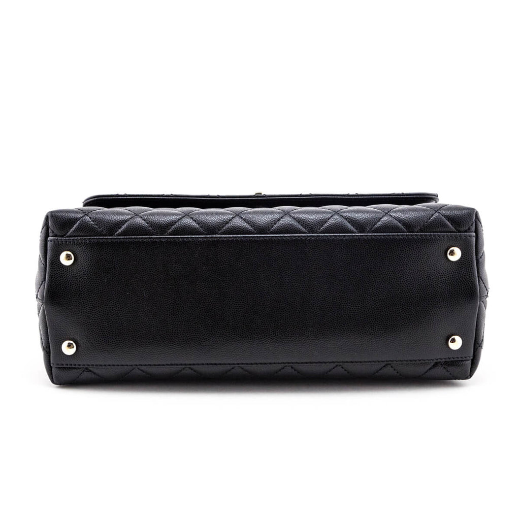 Chanel Black Quilted Caviar Small Coco Handle Flap Bag