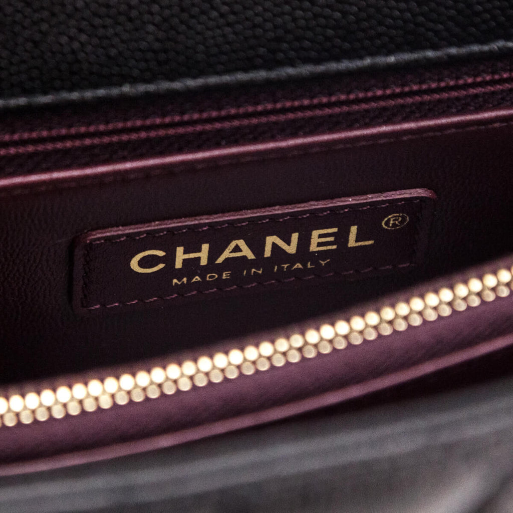 Chanel Black Quilted Caviar Small Coco Handle Flap Bag