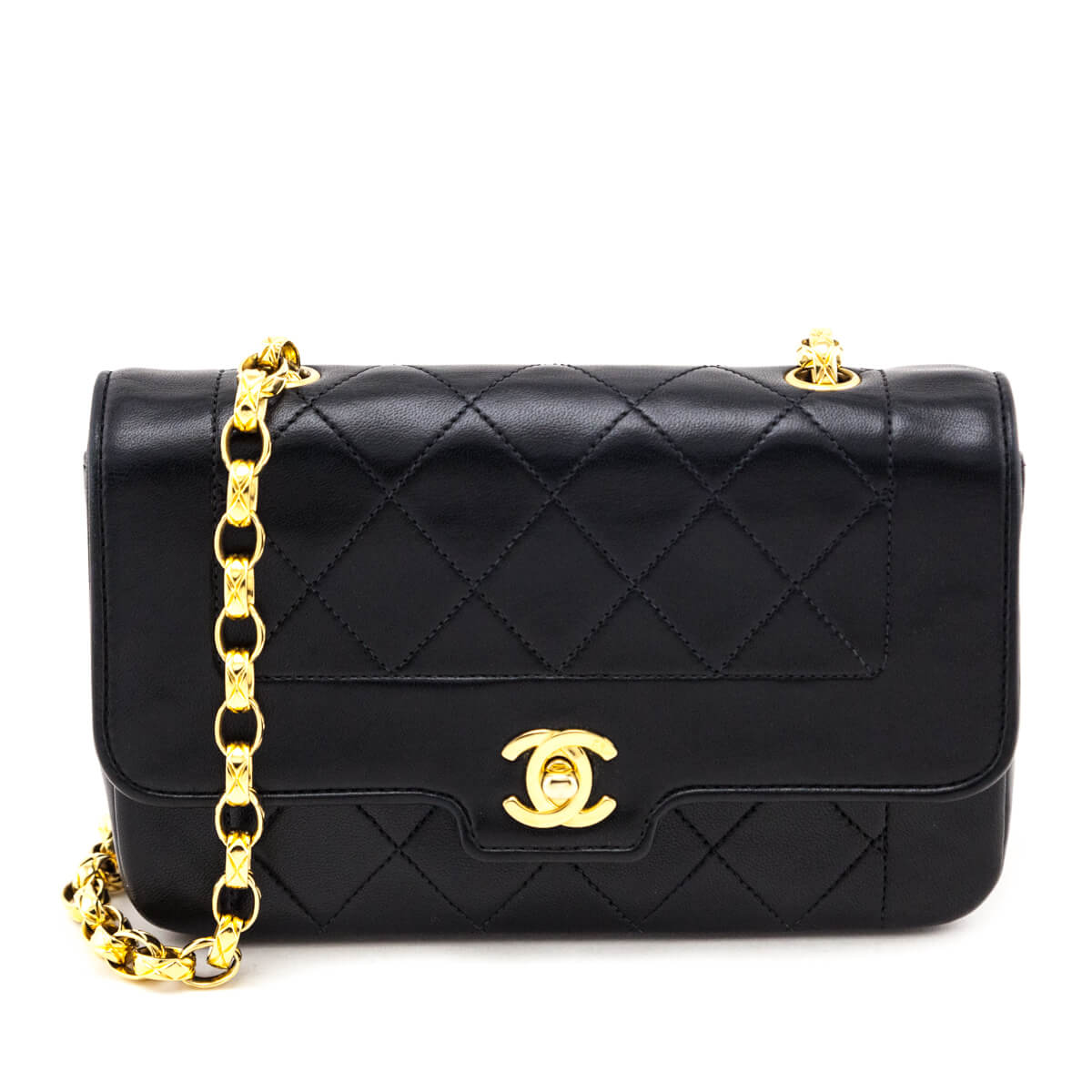 Chanel Black Quilted Lambskin Vintage Mini Diana Flap Bag