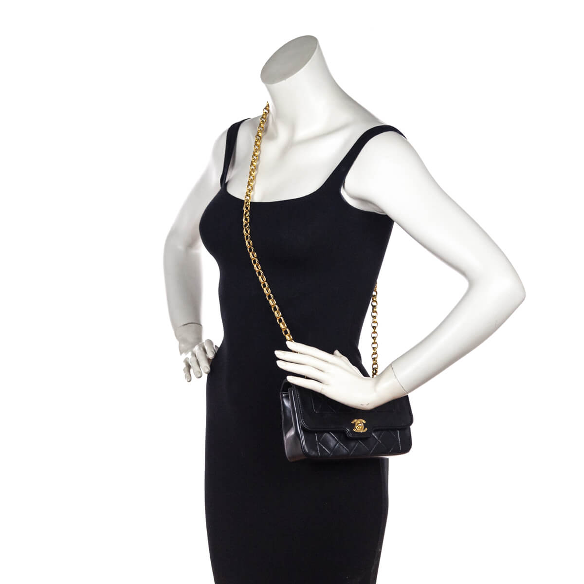 Chanel Black Quilted Lambskin Vintage Mini Diana Flap Bag