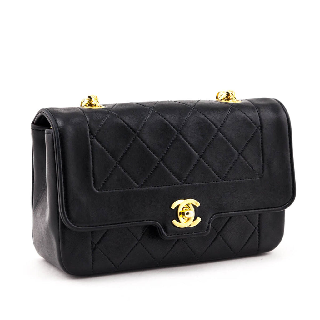 Chanel Black Quilted Lambskin Vintage Mini Diana Flap Bag