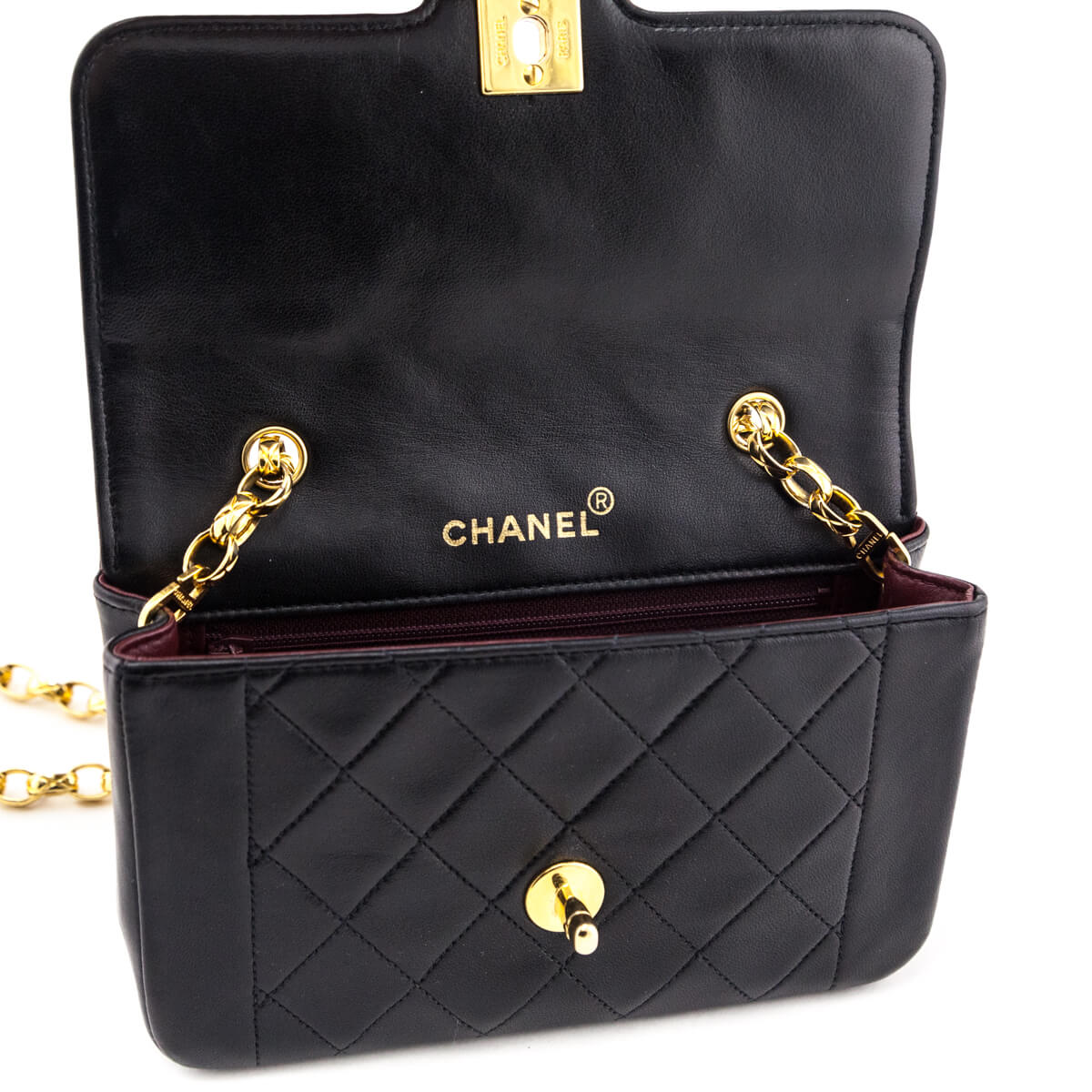 Chanel Black Quilted Lambskin Vintage Mini Diana Flap Bag