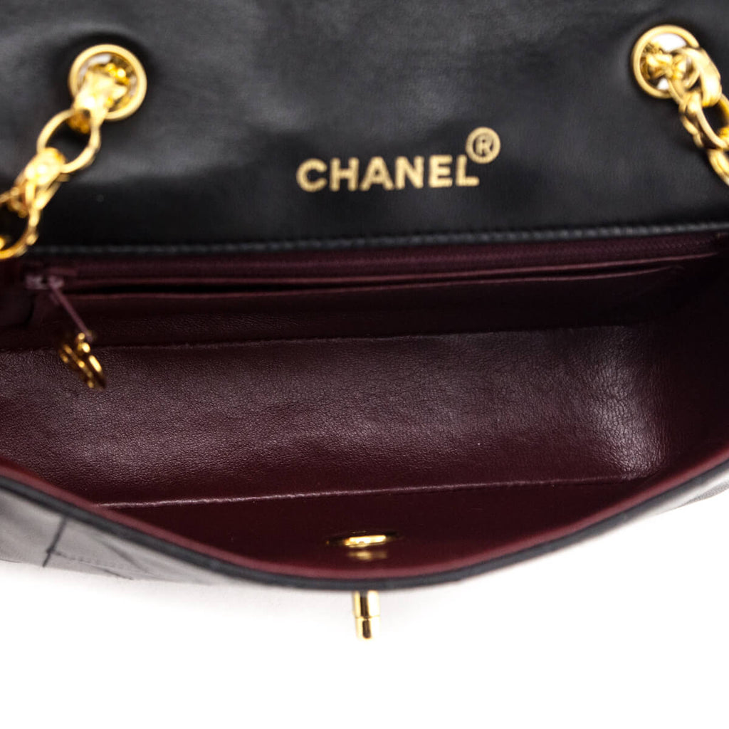 Chanel Black Quilted Lambskin Vintage Mini Diana Flap Bag