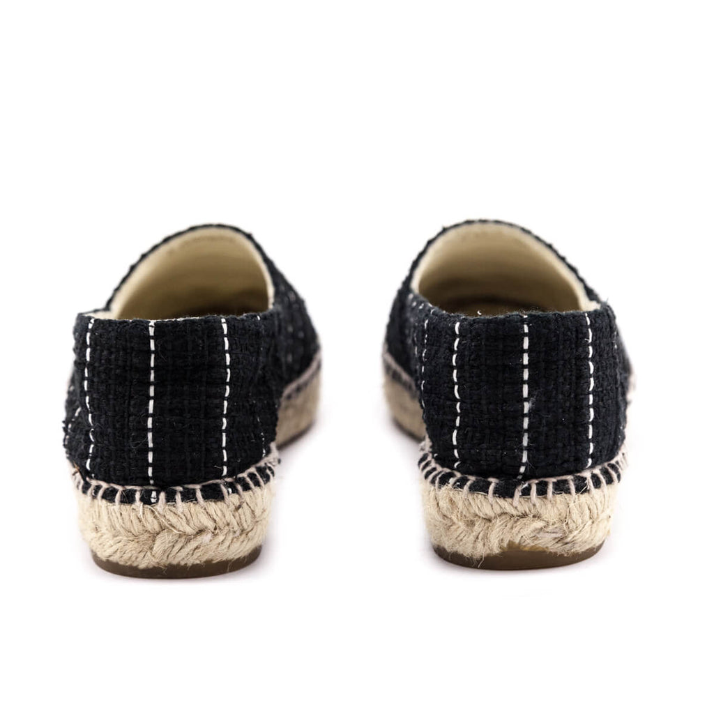 Chanel Black Tweed CC Cap Toe Espadrilles Size US 6 | EU 36