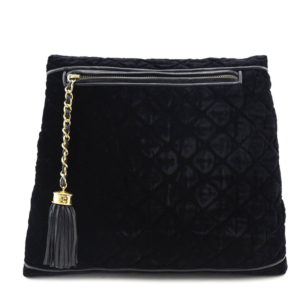 Chanel Black Velvet Hand Warmer Clutch