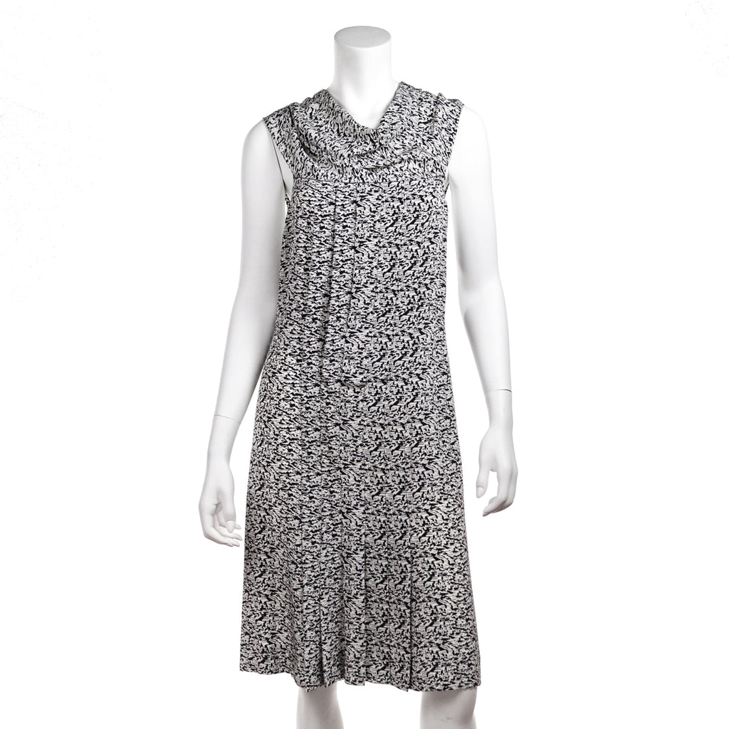Chanel Black & White Silk Printed Cruise 2003 Dress Size M | US 8