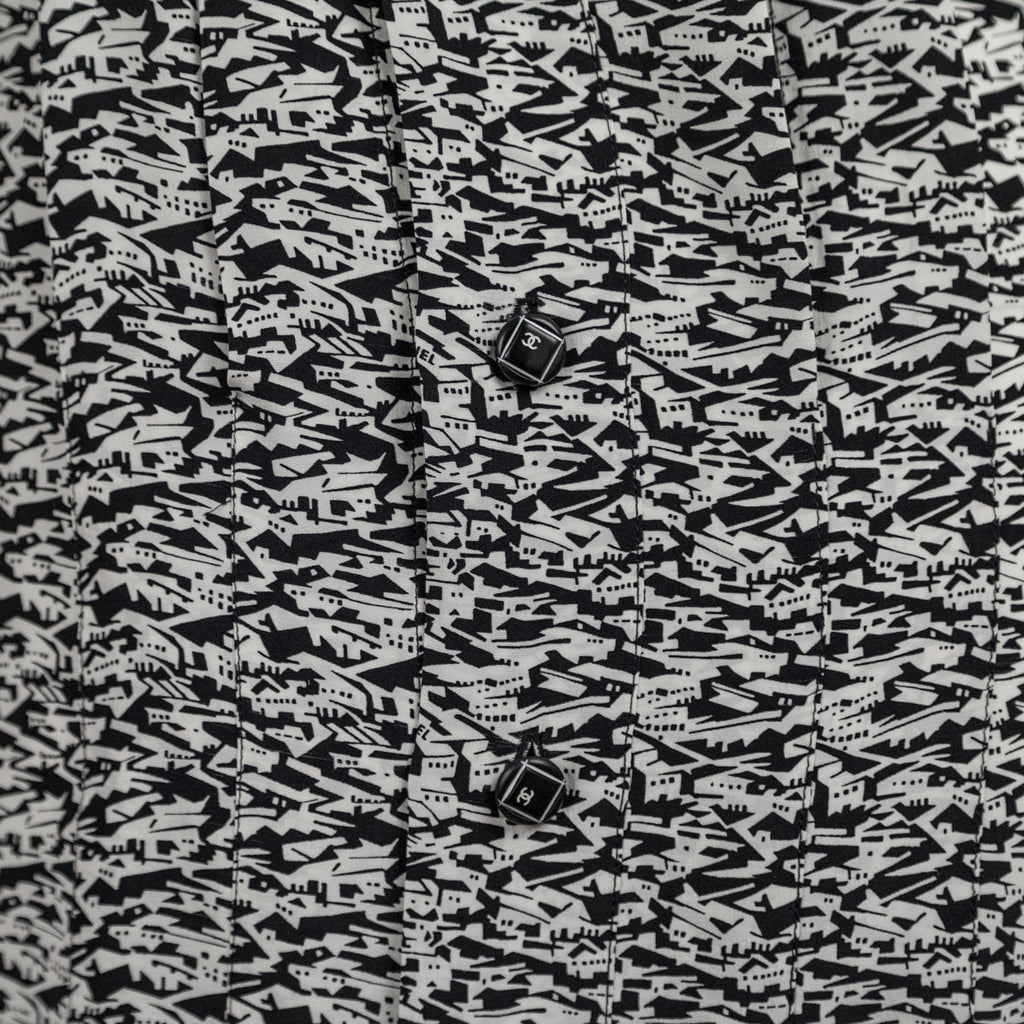 Chanel Black & White Silk Printed Cruise 2003 Dress Size M | US 8