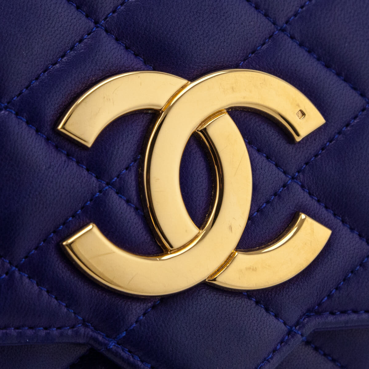 Chanel Blue Lambskin Quilted Vintage Pointed Flap Bag