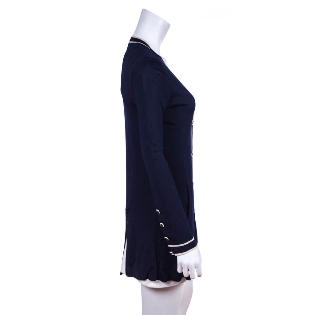 Chanel Navy Knit V-Neck Cardigan Size XS | FR 36