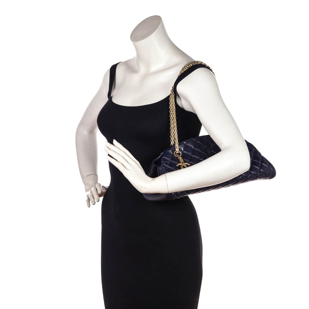 Chanel Navy Quilted Aged Calfskin Mademoiselle Bowler Bag