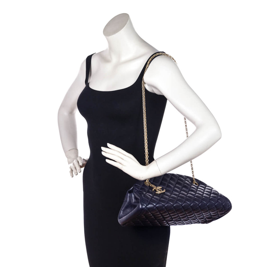 Chanel Navy Quilted Aged Calfskin Mademoiselle Bowler Bag