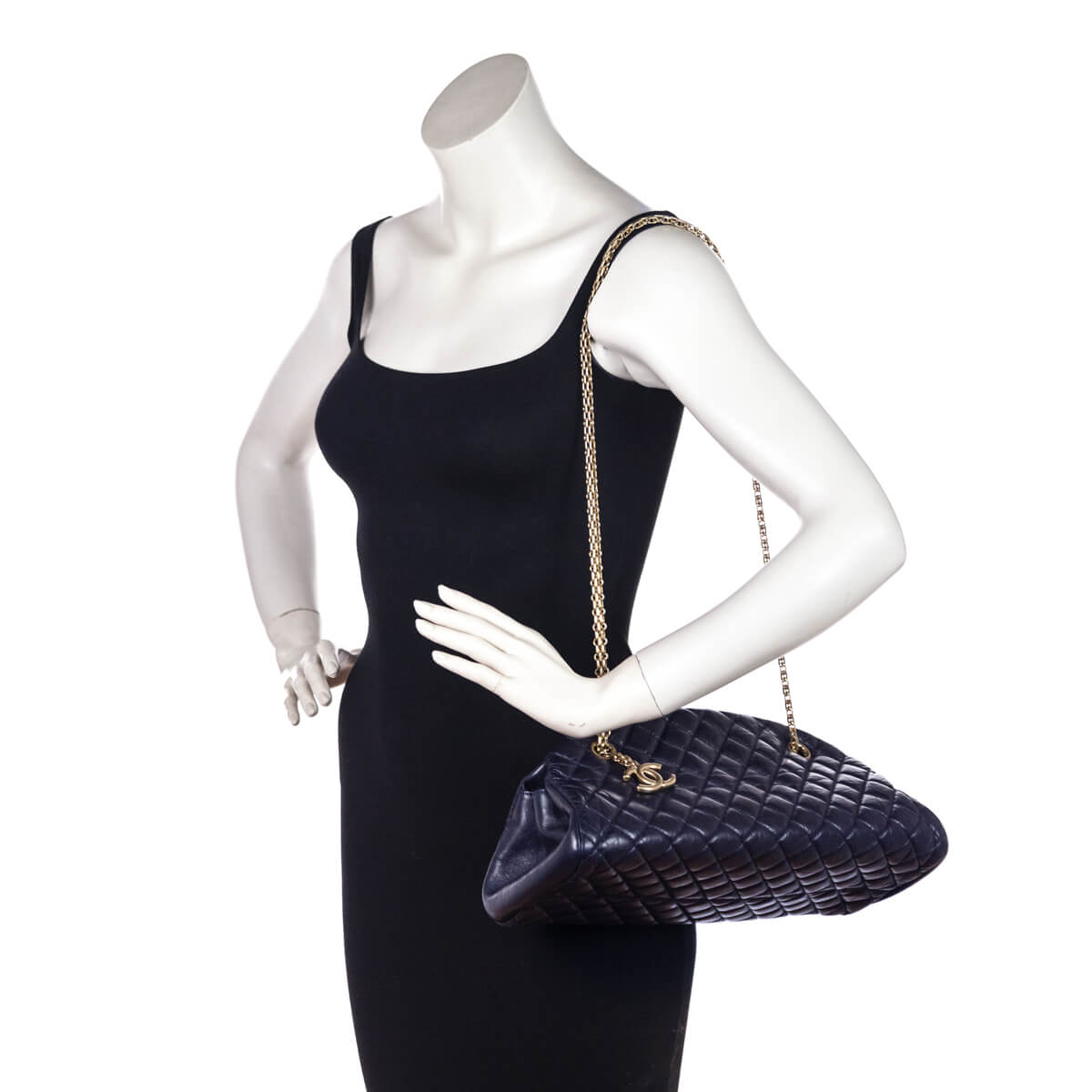 Chanel Navy Quilted Aged Calfskin Mademoiselle Bowler Bag