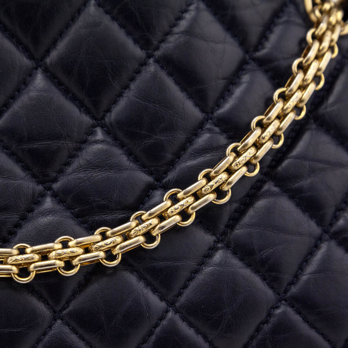 Chanel Navy Quilted Aged Calfskin Mademoiselle Bowler Bag