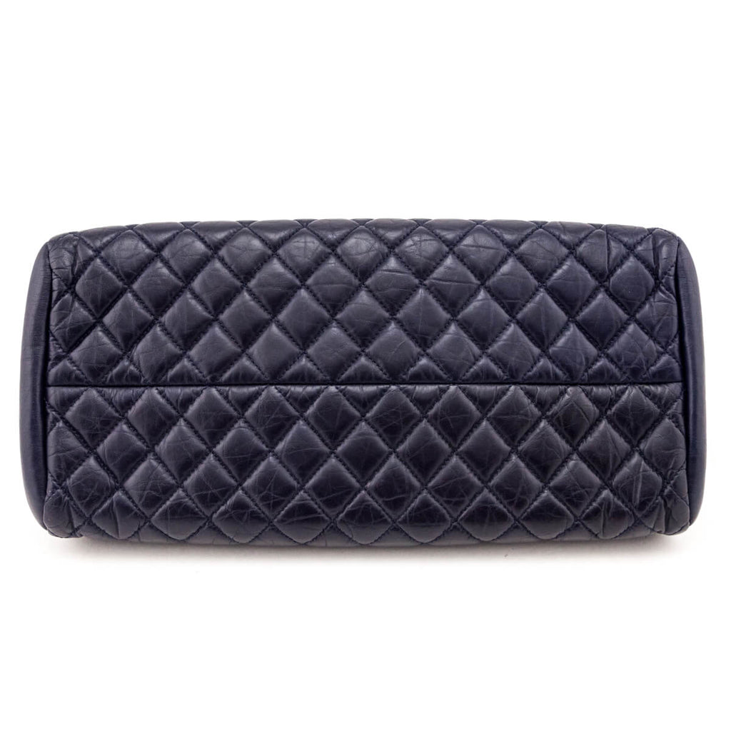 Chanel Navy Quilted Aged Calfskin Mademoiselle Bowler Bag