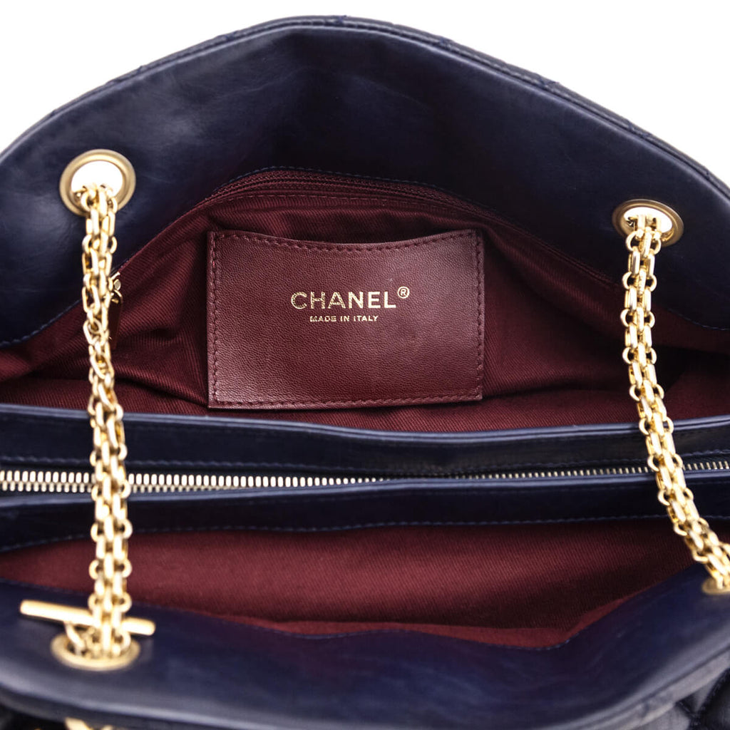 Chanel Navy Quilted Aged Calfskin Mademoiselle Bowler Bag