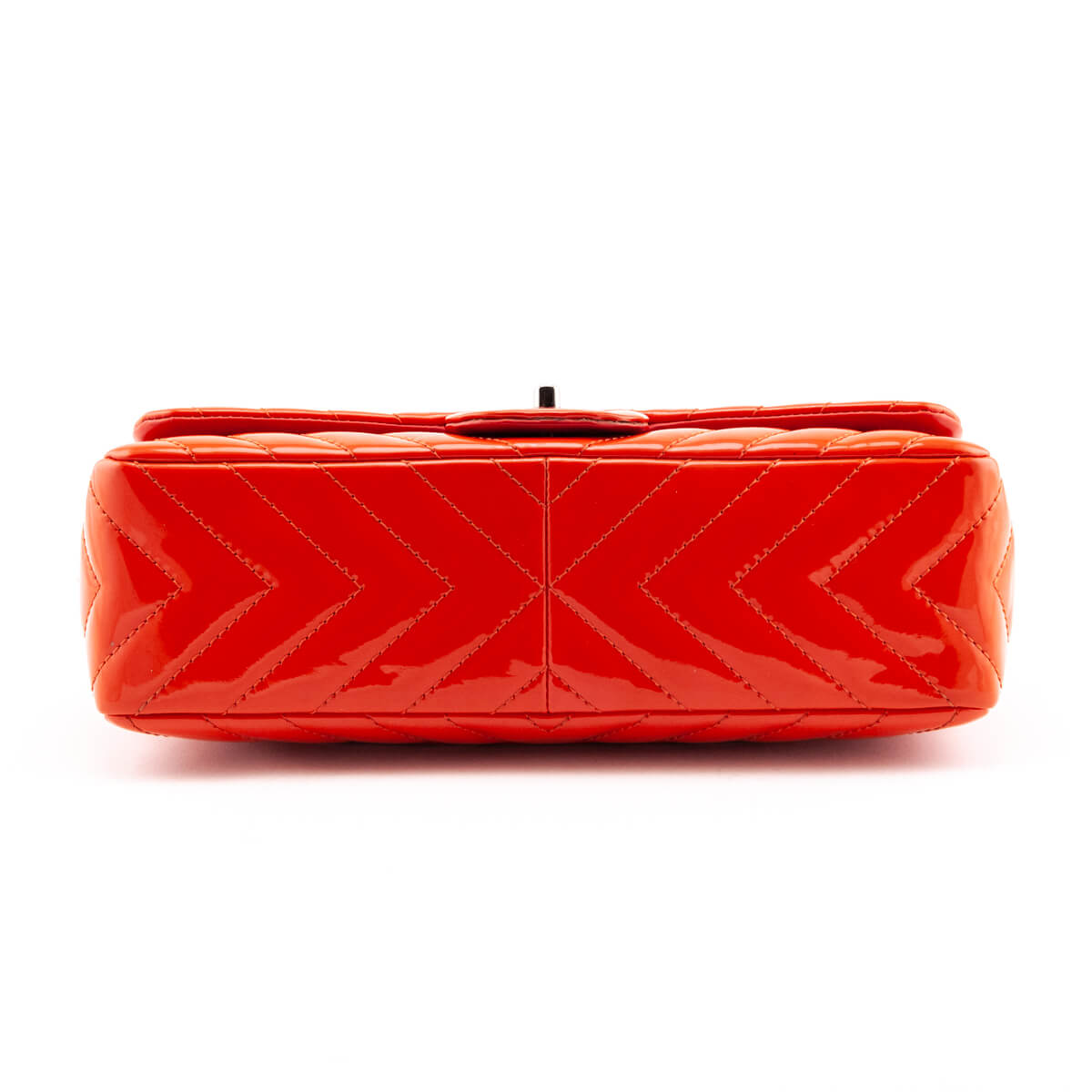Chanel Orange Quilted Chevron Patent Maxi Classic Single Flap Shoulder Bag